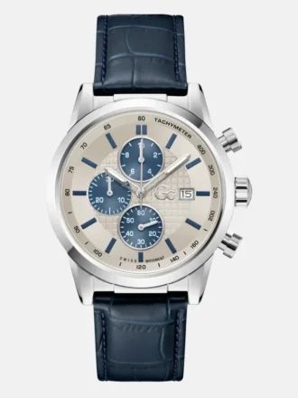 Zilverkleurig multifunctioneel leren horloge