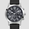Zilverkleurig multifunctioneel leren horloge Zilverkleurig multifunctioneel leren horloge