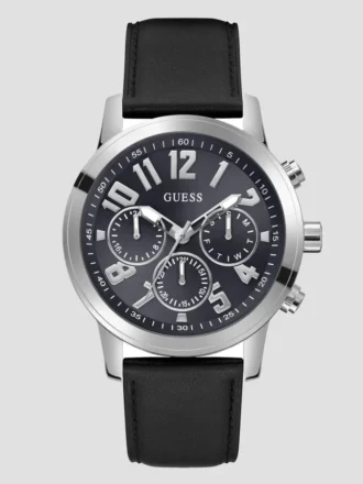 Zilverkleurig multifunctioneel leren horloge
