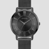 Zwart analoog horloge met mesh-band
