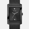 Zwart analoog horloge met mesh-band
