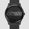 Zwart analoog horloge met mesh-band