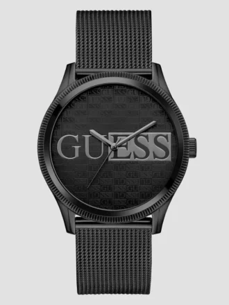 Zwart analoog horloge met mesh-band