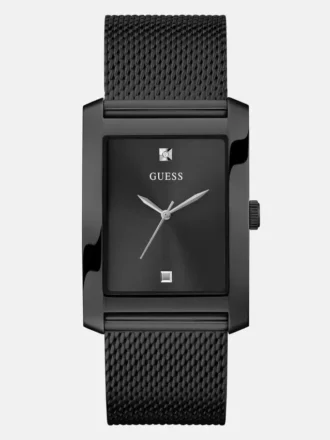 Zwart analoog horloge met mesh-band