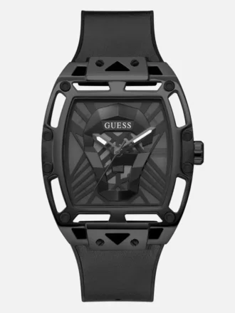 Zwart analoog horloge met uitsparingen