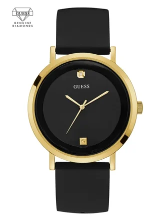 Zwart en goudkleurig analoog horloge