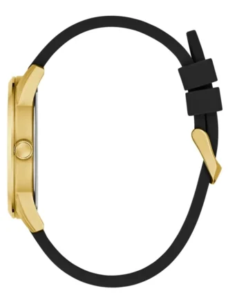 Zwart en goudkleurig analoog siliconenhorloge