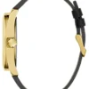 Zwart en goudkleurig multifunctioneel leren horloge