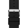 Zwart en zilverkleurig analoog siliconenhorloge