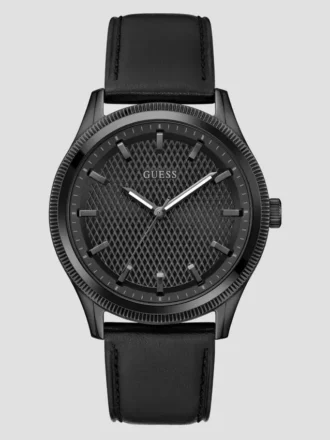 Zwart lederen analoog horloge