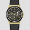 Zwart lederen chronograafhorloge Zwart lederen chronograafhorloge