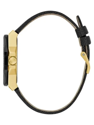 Zwart lederen chronograafhorloge